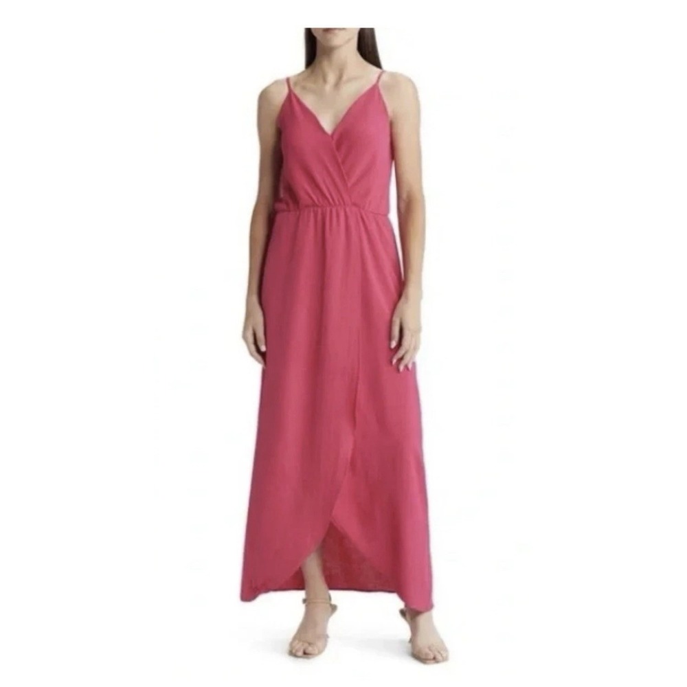 fraiche by j cami surplice tulip dress hot pink Size Large NWT